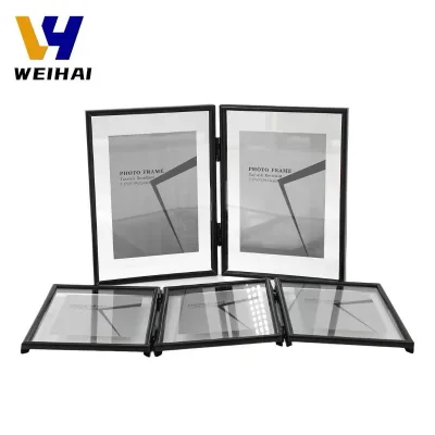Modern Acrylic Photo Frame Set - 6inch/A4 Double Sided Display with Metal Stand - Foldable Trio with Interlocking Metal Base