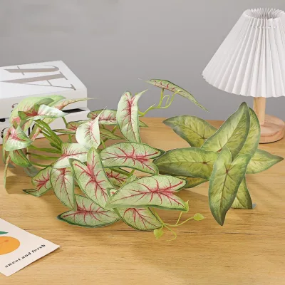Simulated Leaves Artificial Water Taro Leaves Decorative Green Plants Wedding Hotel Plant Wall Decorations Photography Props