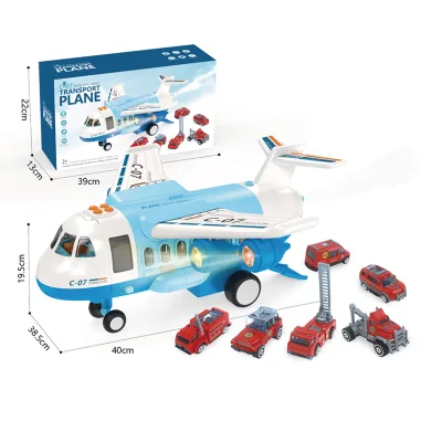 Large Airplane Toy Kids Toy Planes Model Set with Construction Toys Cars and Road Signs