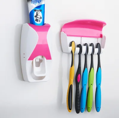 Automatic Toothpaste Dispenser Toothbrush Holder Squeezer Bathroom Shelves Bathroom Accessories Toothbrush Holder Wall Mount