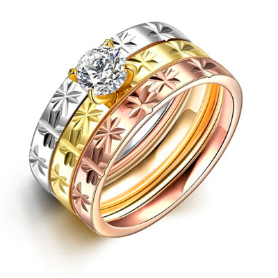 Hote Sale Shiny Diamond Tungsten Ring Engagement Ring Gold Couple Ring