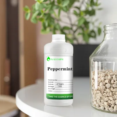 Wholesale 100% Pure Organic Peppermint Essential Oil Therapeutic Mint Oil for Aromatic Candles Hair Care Seed Raw Material Food