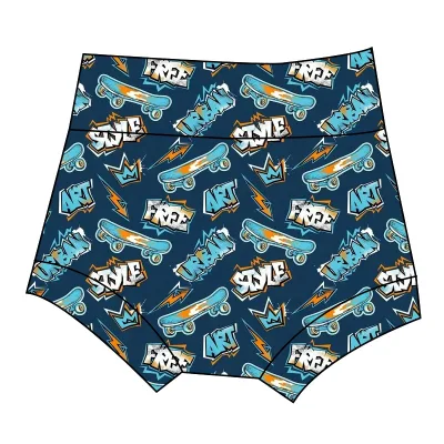 Soft Bamboo Fiber Boys' Shorts with Custom Graffiti Patterns, Children's Breathable Shorts