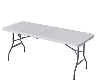 Hot Sale Lightweight HDPE White Garden Folding Table Portable Rectangle Half Plastic Picnic Outdoor Dining for Gym Exterior Use