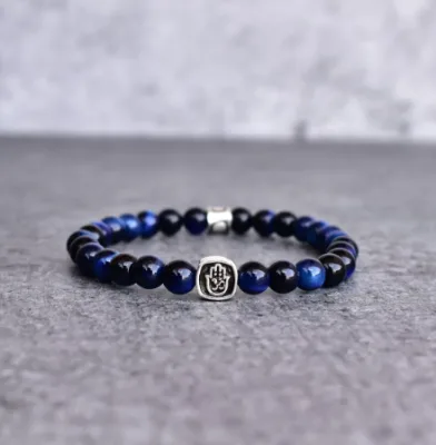Hamsa Hand Blue Tiger's Eye Bead Bracelet protection Charm Unique Friendship Gifts protection Charm