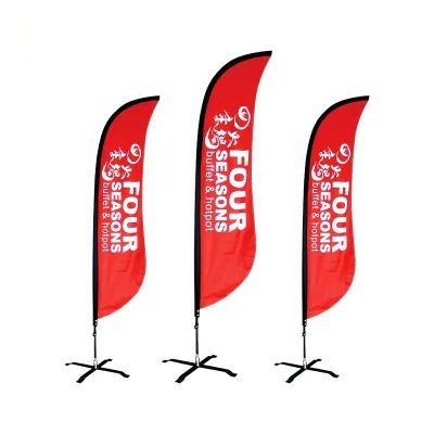 Custom Outdoor Advertising Flying Banner Flags Teardrop Rectangle Swooped Blade Quill 2m 3m 4m 4.5m 5m Beach Feather Flag