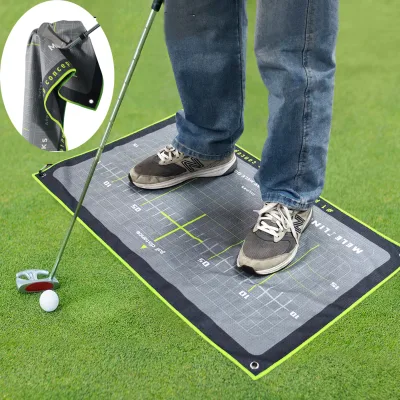 Multi-functional Golf Putting Position Towel Microfiber Club Cleaning Putter Waffle Towel for Practice Mat Training Aid