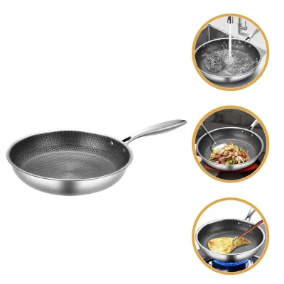Hybrid Tech Nonstick Pan Healthy PFAS Free Cookware Manufacturer Ceramic Coating Non Toxic 3-clad Stainless Steel Frying Pan