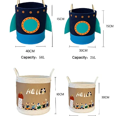 INS Hot Large Storage Baskets Cotton Rope Basket Woven Baby Kids Toy Gift Laundry Basket Foldable With Handles