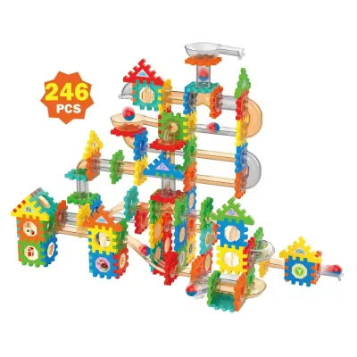 2024 Kids Hot Selling Educational Marble Track Building Toys Diy Assembly Roll Ball Pipe Building Blocks Toy