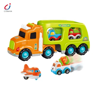 Chengji Plastic Transport Tractor Toys Inertial Carrier Sliding Friction Cartoon Truck with Music Light
