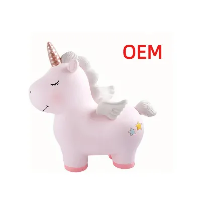 Personalized Own Design Beautiful Unicorn Kids Piggy Bank Durable Plastic Money Bank for Girls