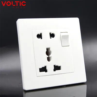 Custom 5 Pin Grey White Gold Multi Function Wall Sockets With a Switch