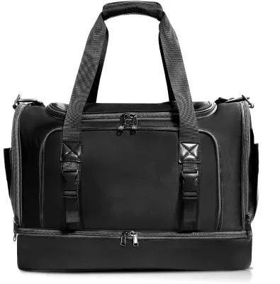 Small Black Waterproof Gym Bag Shoe Compartment Yoga Mat Workout Travel-Fitness Weekender Sports Tote Duffel