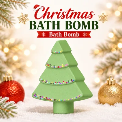 Private Label Christmas Wholesale Bulk OEM Factory Custom Logo Scented Fizzy Spa Gift Novelty Christmas Tree Bath Bomb