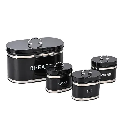 Wholesale Flat Cover Oval Sealed Kitchen Storage Can Tin Can Bread Box Pressure Storage Can Bread Box Finishing