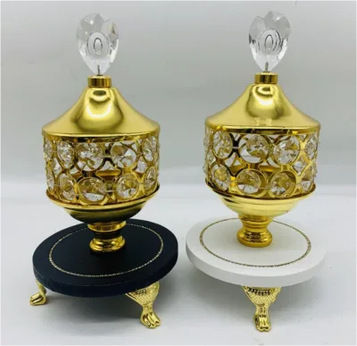 Incense burner Source Manufacturers Stock for Sale Metal Incense burner Crystal Setting Disc Base Metal Bakhoor