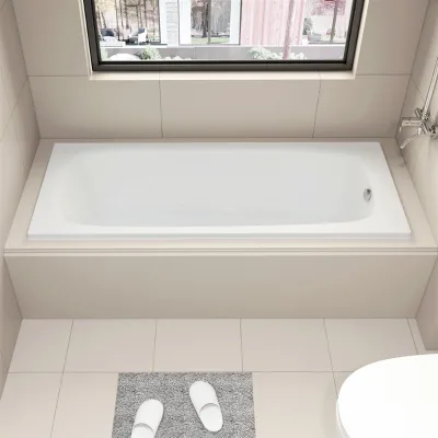 Plastic embedded acrylic bathtub for bathroom, small apartment, 1.5m single insulated wall home use by Bergley