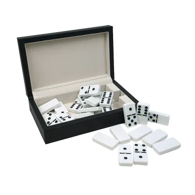 Classic White Double 6 Luxury Gift Boxed Domino Game Set Custom Sized Color Packaged Domino Sets