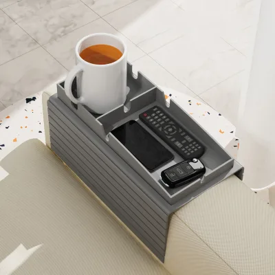 New Design Anti-Slip Silicone Couch Arm Cup Holder Sofa Foldable Storage Tray for Drink,Snack,Remote,Phone,Coffee