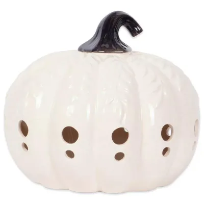 ceramic Large Pumpkin with Leaves Lantern Decoration