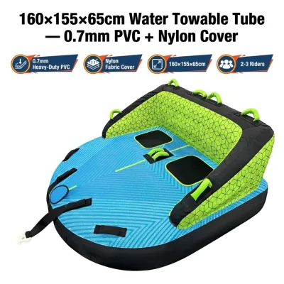 Customized Summer Water Fun Double Rider Towable Tube Reinforced Nylon Cover Leakproof PVC Inner Boat Float