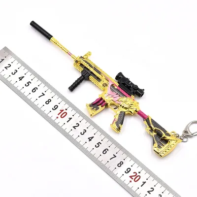 20cm New Arrival M416 Guns Model Keychain Zinc Alloy Gun Game Toy Keyring with 3 Scope Sights for Free Adjust Creative Gift