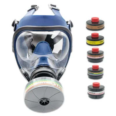Cheap Blue Survival Prevent Ammonia Diver Silicone Particulate Filtering Full Face Respiratore Gas Masks