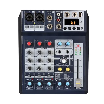 Hot Selling PRO Audio DJ Music Equipment 6CH Mini Audio Mixer for Live Streaming with USB