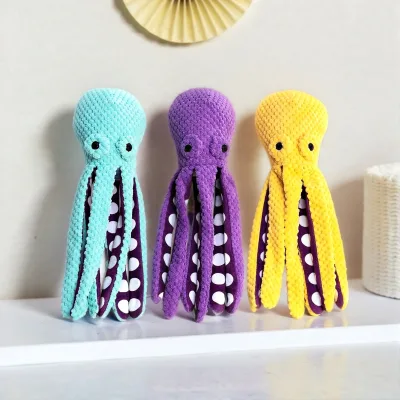 Squeaky Plush Octopus Dog Toys With Crinkle Paper for Boredom Relief