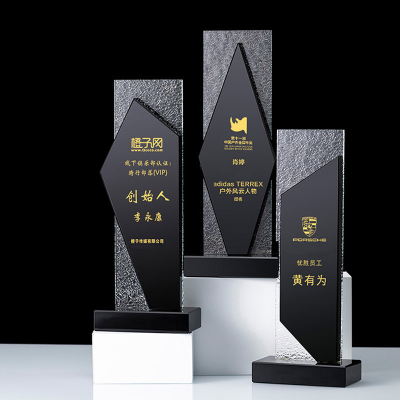Newest Design Modern Black Crystal Trophy Award for Champion Gift