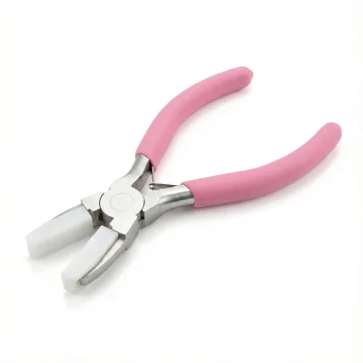 BeadSmith Nylon Jaw Flat Nose Pliers 5 Inch - Replaceable Non-Marring Tool for Jewelry Making & Wire Straightening
