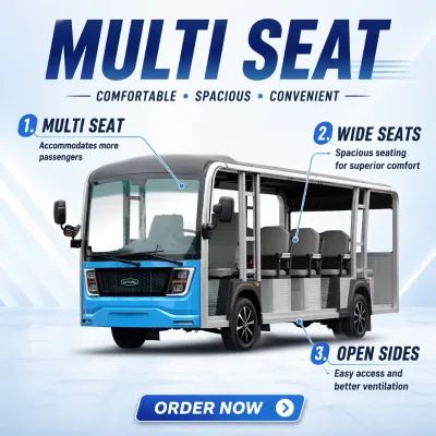72V 7.5KW AC Motor Electric Shuttle Bus 14 Seats 30 km/h 80-100 km Range Resort Community Exhibition Vehicle