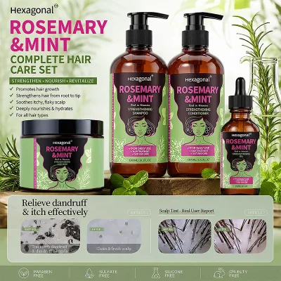 Hot Selling Natural Rosemary Elaeis Oleifera Mint Biotin Hair Growth Shampoo and Conditioner for Treatment Hair Loss Set