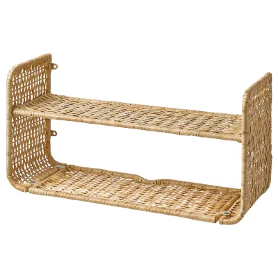 Handmade Wall Mounted Rattan Shelf Stylish Home Hotel Garden Decoration Natural Rattan Shelf Rattan Storage Basket Kitchen