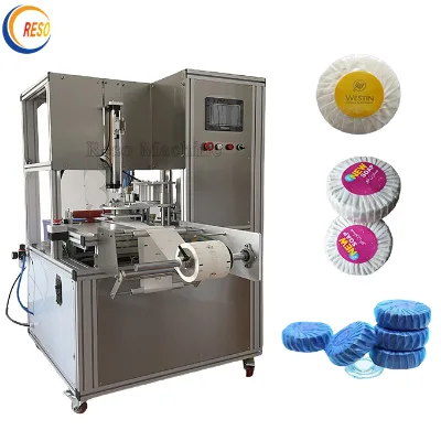 Automatic Water Soluble Film Toilet Clean Blue Bubble Soap Packaging Machine with Pleated Paper
