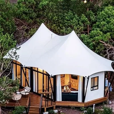 Luxury Custom Glamping Tents Glass Wall Modern Design Style One-Stop Solution for Resort Hotel Outdoor Villa Camping Park