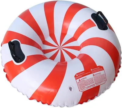 Customizable Children's Winter Inflatable Foldable PVC Snow Tube Durable Outdoor Snow Play Christmas Candy Print