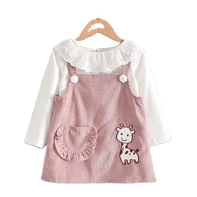 Children Clothes Wholesale Autumn Corduroy Girl Baby Cotton Top Sweater Dress