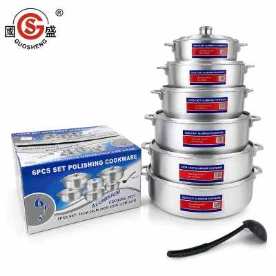 TIANKANG 6PCS 19/24/26/30/33/36cm Hot Selling Cast Aluminum Cookware Sets Cooking Pot Set Heavy Cookware Pot Set