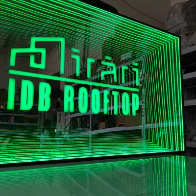 Infinity Mirror 3D Logo Advertising Sign Neon Light Abyss Mirror Infinite Endless Led Tunnel Logo Rgb Neon Sign for Event Party