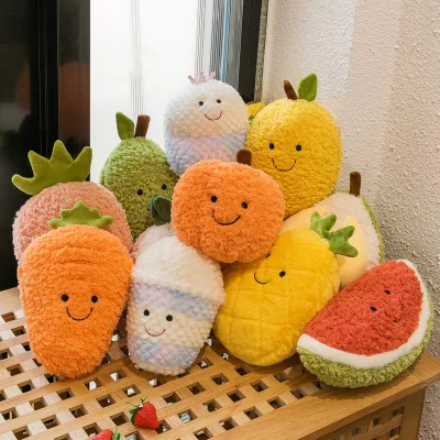 8 Inch Grab Machine Doll Plush Toy Simulation Series Fruit Vegetable Watermelon Pineapple Strawberry Banana Stall PP Cotton