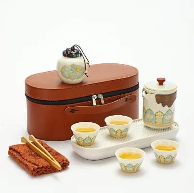 Travel Tea Set Simple Outdoor Portable Ceramic Cup a Pot Four Cups Office Kung Fu Teapot