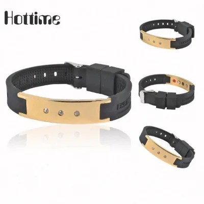 24k Real Gold IPG Plating Silicone Breast Cancer Bracelets With Crystal