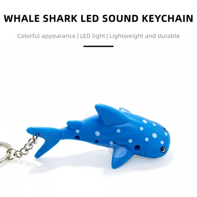 New Arrival Lightweight Plastic Ocean Animal 3D LED Sound Cartoon Pattern Mini Torch Function Keychain