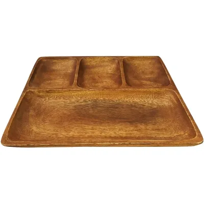 Cookies Stand Wood Bamboo Dessert Plate Food Tray Serving Wooden Platters for Food Wood Chips and Dip Platter