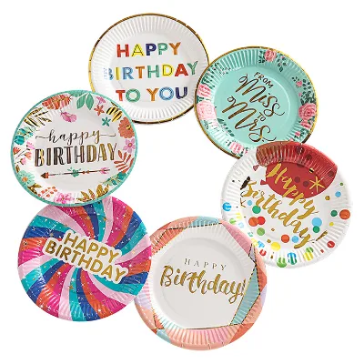 Custom Printed Disposable Paper Plates Compostable Birthday Paper Plates Disposable Kids Party Decoration Paper Plates