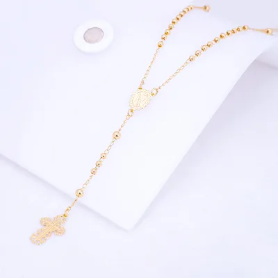 Catholic Stainless Steel Necklace Virgin Mary Gold Copper Alloy Religious Cross Chain Necklace