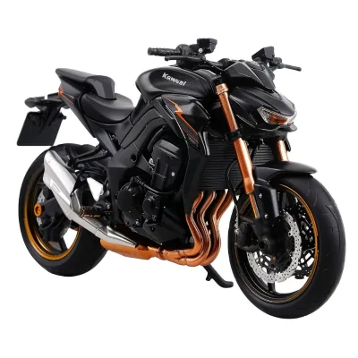 1:12 Diecast Black Motorcycle Model Suspension and Free Roller Toy Car Motorcycle Display Collection Birthday Gift