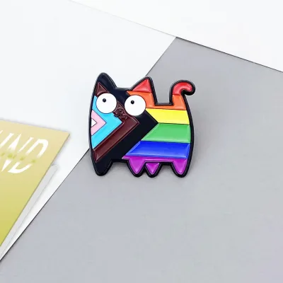 Cross-border sales cartoon rainbow cat cute badge brooch women's sense of high-end niche accessories gift